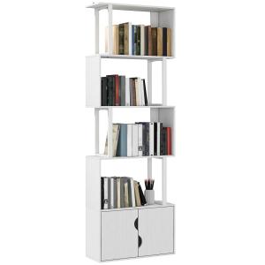 Bibliothèque 5 niveaux étagères et placard panneau de parti…