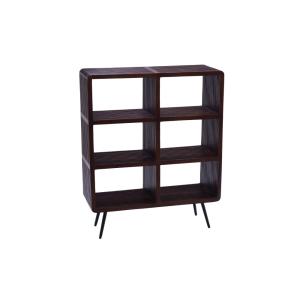 Bibliothèque 6 niches pieds métal en teck recyclé