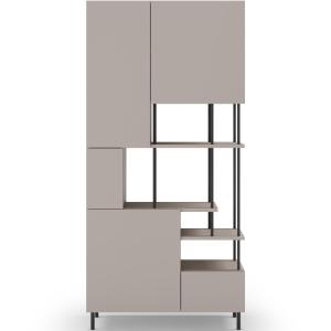 Bibliothèque 6 niveaux 5 portes beige 84 cm