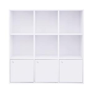 Bibliothèque 9 cases 3 portes - L98 x H98 cm - Blanc