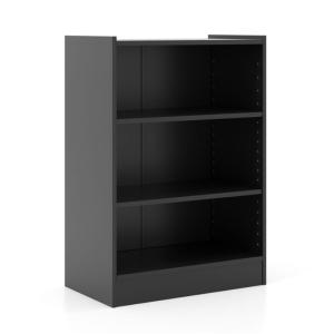 Bibliothèque à 3 niveaux avec 2 étagères réglables noir 50x…