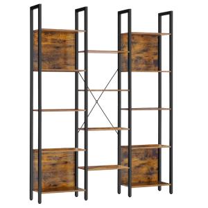 Bibliothèque avec 14 étagères 24 x 128 x 166 cm marron et n…