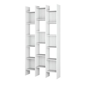 Bibliothèque avec 18 étagères effet bois blanc