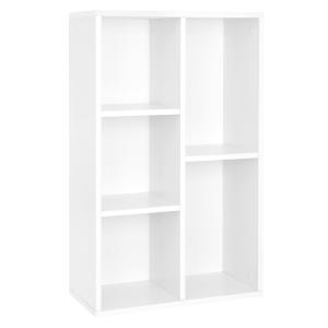 Bibliothèque avec 5 compartiments étagère sur pied blanc nu…