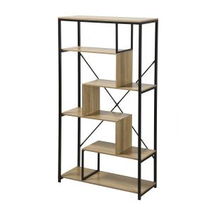 Bibliothèque avec étagères 6 niveaux H160 cm - Effet Bois f…