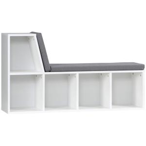 Bibliothèque banc 2 en 1 avec 5 compartiments étagère blanc…