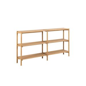 Bibliothèque basse scandinave en chêne clair 4 tablettes