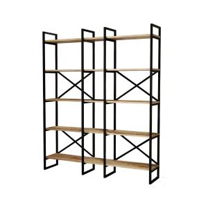 Bibliothèque effet bois beige, noir 144x30 h175 cm