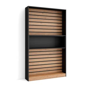Bibliothèque effet bois chêne et noir 110x25x186cm