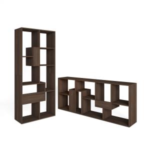 Bibliothèque effet bois de chêne foncé 67x31x162cm