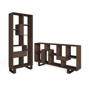 Bibliothèque effet bois de chêne foncé 67x31x174cm avec pie…