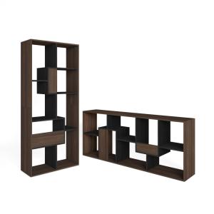 Bibliothèque effet bois de chêne foncé et noir 67x31x162cm…