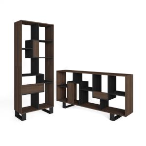 Bibliothèque effet bois de chêne foncé et noir 67x31x174cm…
