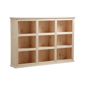 Bibliothèque en bois brut 9 cases