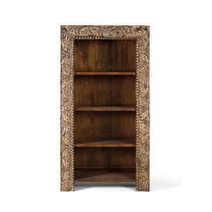 Bibliothèque en bois de manguier avec finition vieillie, 18…