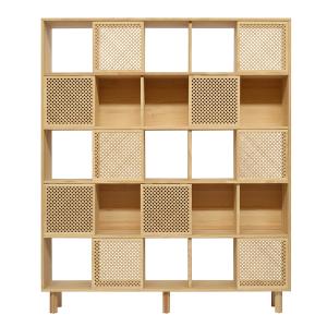 Bibliothèque en bois massif naturel - 10 portes - 160 cm No…