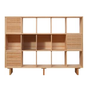 Bibliothèque en bois massif naturel 3 portes 160 cm Non ver…