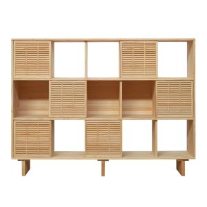 Bibliothèque en bois massif naturel 6 portes 160 cm Non ver…