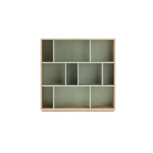 Bibliothèque en mélaminé chêne et vert 117x119x32 cm