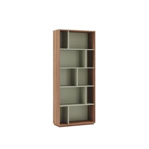 Bibliothèque en mélaminé noyer et vert 191x80x32 cm