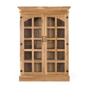 Bibliothèque en teck massif avec 2 portes en verre