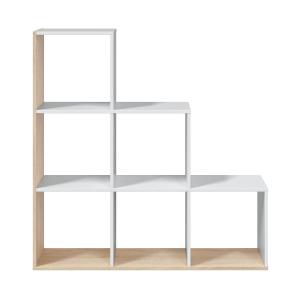 Bibliothèque escalier 6 cases - H110 cm - Blanc