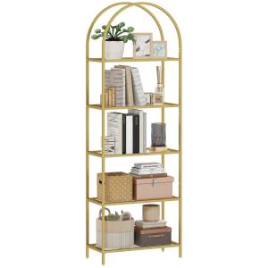 Bibliothèque étagère de rangement 5 niveaux verre et acier…
