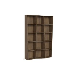 Bibliothèque moderne 3 éléments effet bois noyer