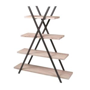 Bibliothèque pyramide 4 niveaux 120x33x138 cm naturel et no…