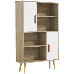 Bibliothèque scandinave 4 niches   2 placards blanc naturel