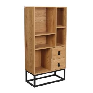 Bibliothèque Style Industriel 2 Tiroirs H120cm - Effet Bois…