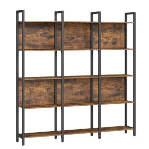 Bibliothèque sur 5 niveaux 24 x 128 x 154,1 cm marron et no…