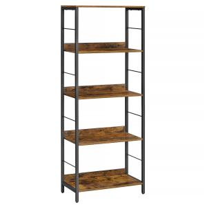 Bibliothèque sur 5 niveaux avec panneaux arrière marron et…