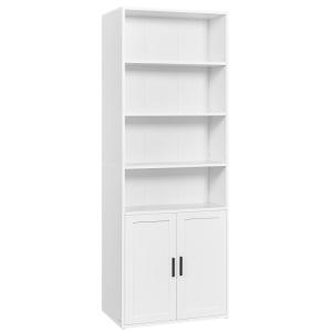 Bibliothèque sur 6 niveaux avec portes 24 x 60 x 175 cm bla…