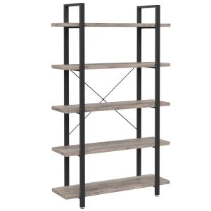 Bibliothèques à 5 niveaux effet bois acier marron rustique…