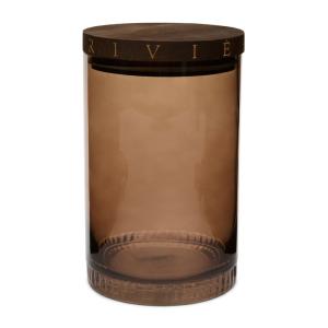 Bocal de cuisine en verre brun et bois