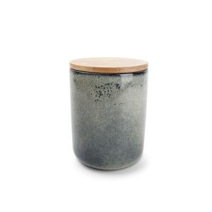 Bocal de stockage vert en grès 12xh15cm
