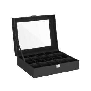 Boîte à 10 emplacements à montres couvercle en verre revête…