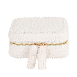 Boîte à bijoux carrée bouclettes blanches