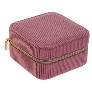 Boîte à bijoux de voyage velours côtelé vieux rose 9.5x9.5x…