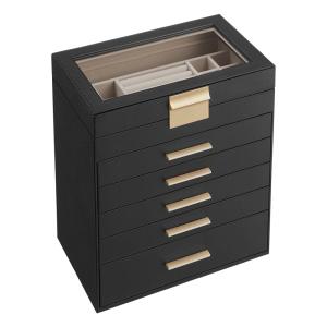 Boîte à bijoux écrin à accessoires 6 niveaux 5 tiroirs noir…