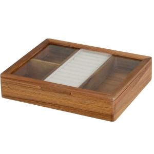 Boîte à bijoux en bois d'acacia et verre 25x20x5cm