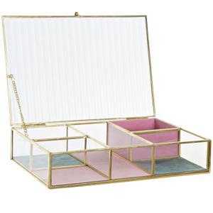 Boîte à bijoux en métal doré, velours et verre 25x17x5.5cm…