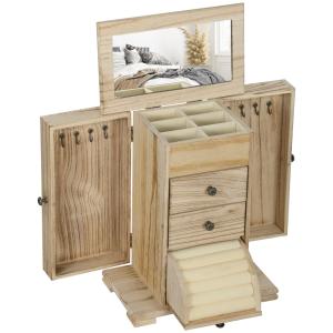 Boîte à bijoux femme 4 niveaux avec ailes miroir 2 tiroirs…