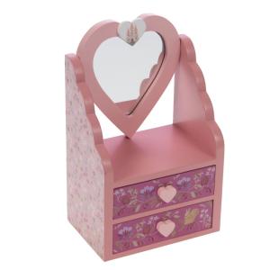 Boite à bijoux miroir Zoé rose en bois