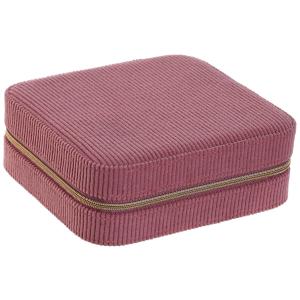 Boîte à bijoux velours côtelé vieux rose 14.5x13x5cm