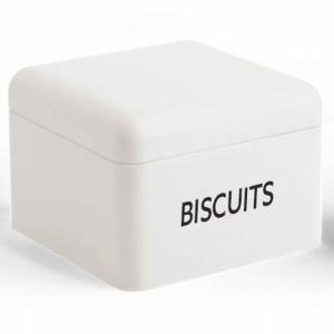 Boîte à biscuit métal  20x14cm Blanc