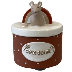 Boite à dents de lait arc en ciel et souris orange