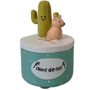 Boite à dents de lait cactus bleue