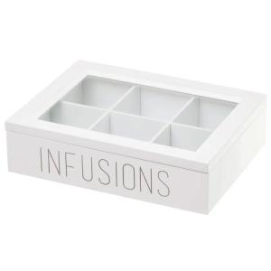 Boîte à infusions en bois blanc 6 compartiments